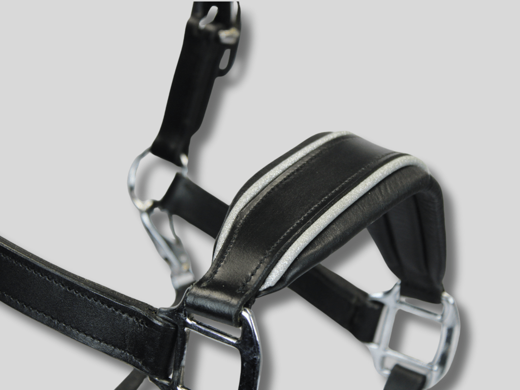 MTB Equestrian - Leren Halster Glitter Zwart - Zilver - Halster