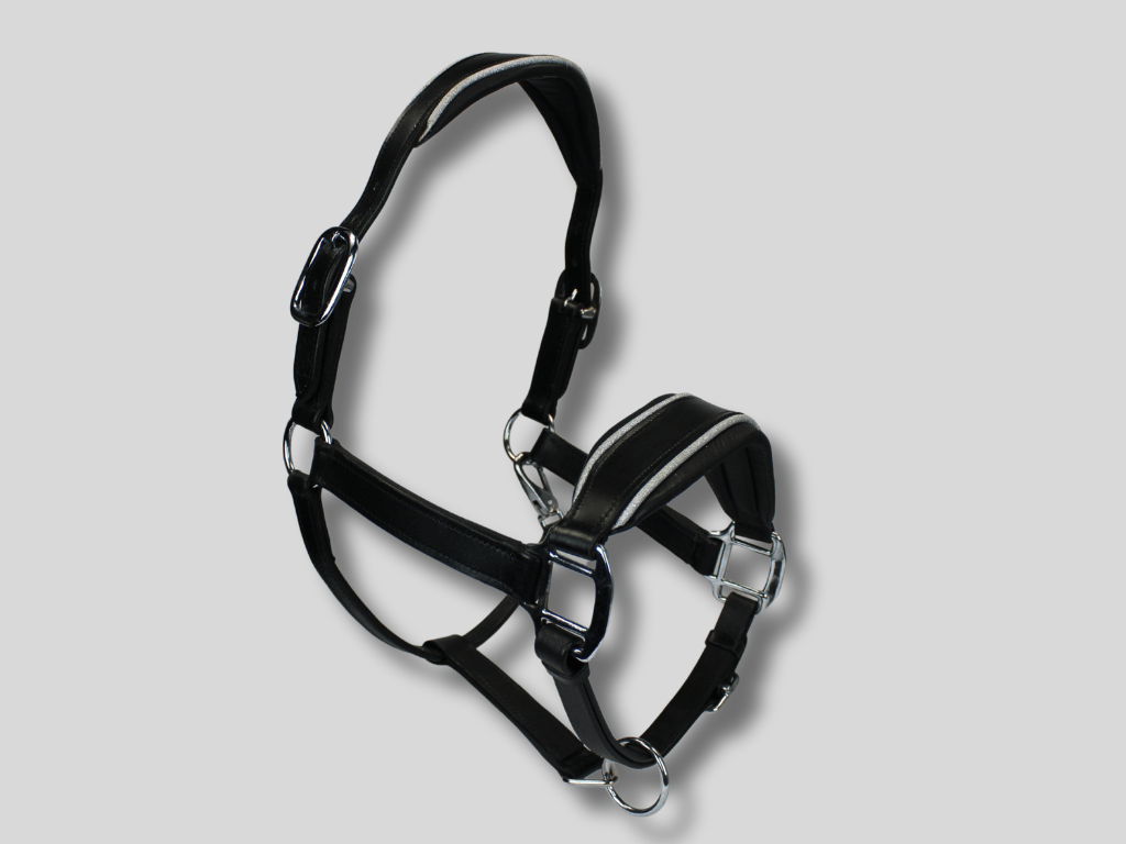 MTB Equestrian - Leren Halster Glitter Zwart - Zilver - Halster