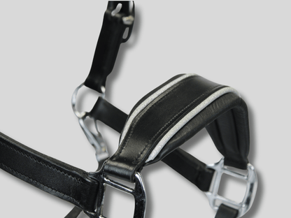 MTB Equestrian - Leren Halster Glitter Zwart - Zilver - Halster