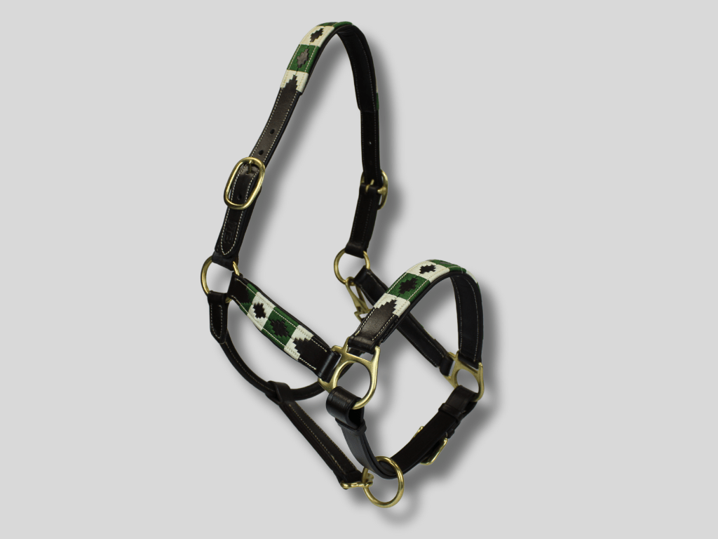 MTB Equestrian - Leren Halster Polo Groen - Wit - Halster