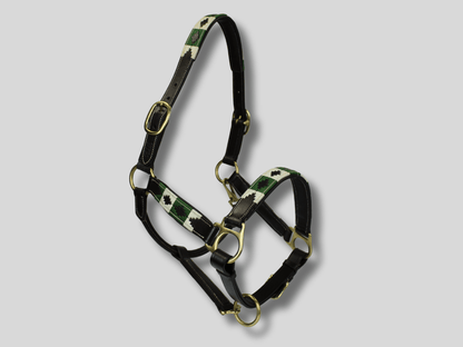 MTB Equestrian - Leren Halster Polo Groen - Wit - Halster