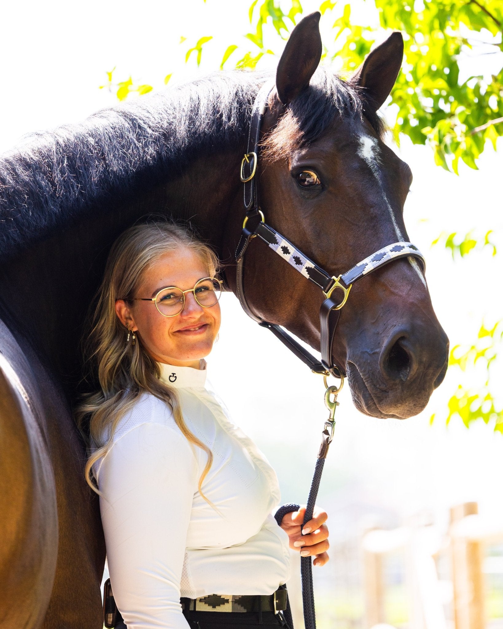 MTB Equestrian - Leren Halster Polo Wit Blauw - Halster