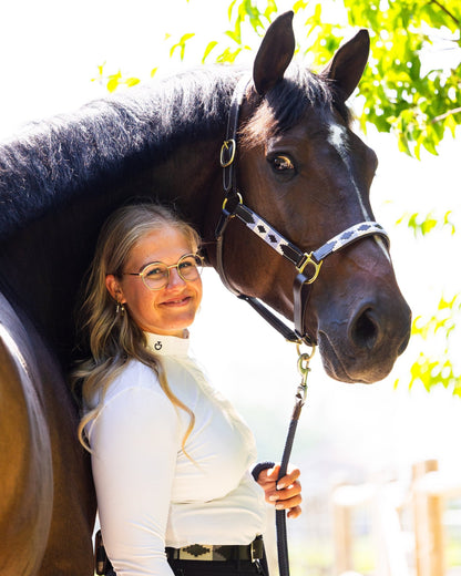 MTB Equestrian - Leren Halster Polo Wit Blauw - Halster