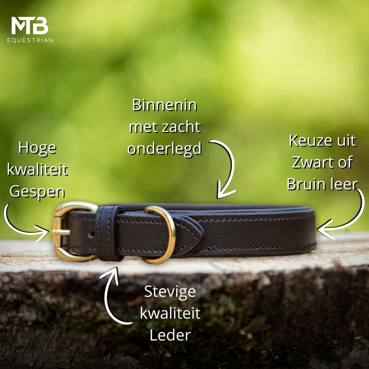 MTB Equestrian - Leren Honden Halsband Bruin - Halsband