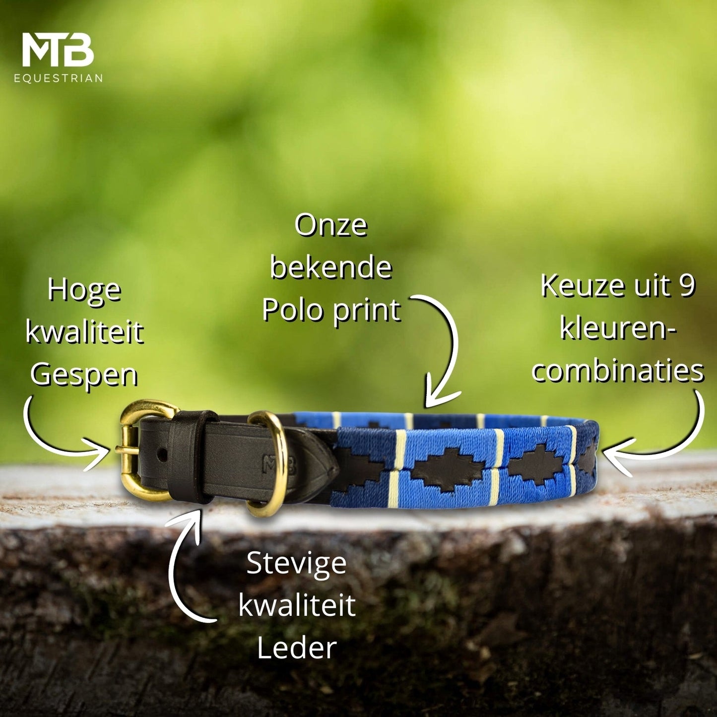 MTB Equestrian - Leren Honden Halsband Polo Blauw - Halsband