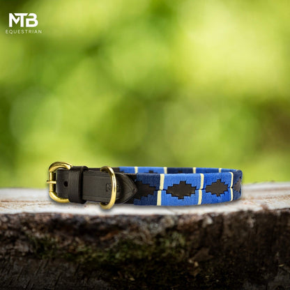 MTB Equestrian - Leren Honden Halsband Polo Blauw - Halsband