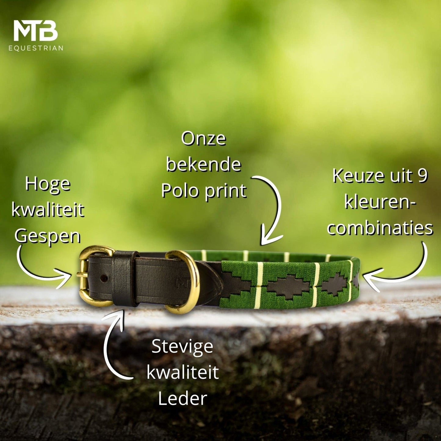 MTB Equestrian - Leren Honden Halsband Polo Groen - Halsband