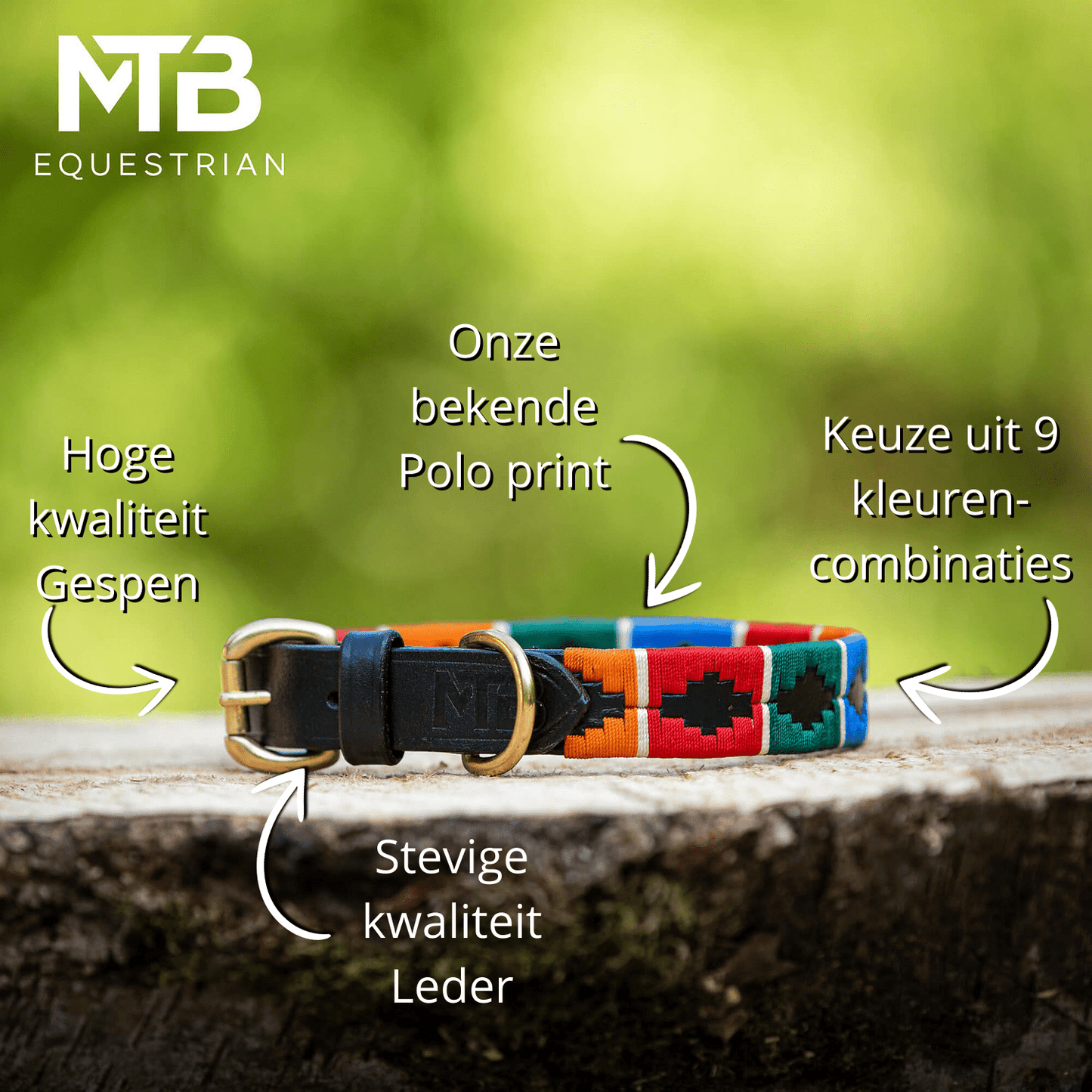 MTB Equestrian - Leren Honden Halsband Polo Multicolour - Halsband