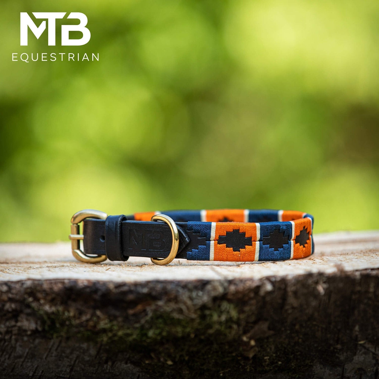 MTB Equestrian - Leren Honden Halsband Polo Oranje Blauw - Halsband