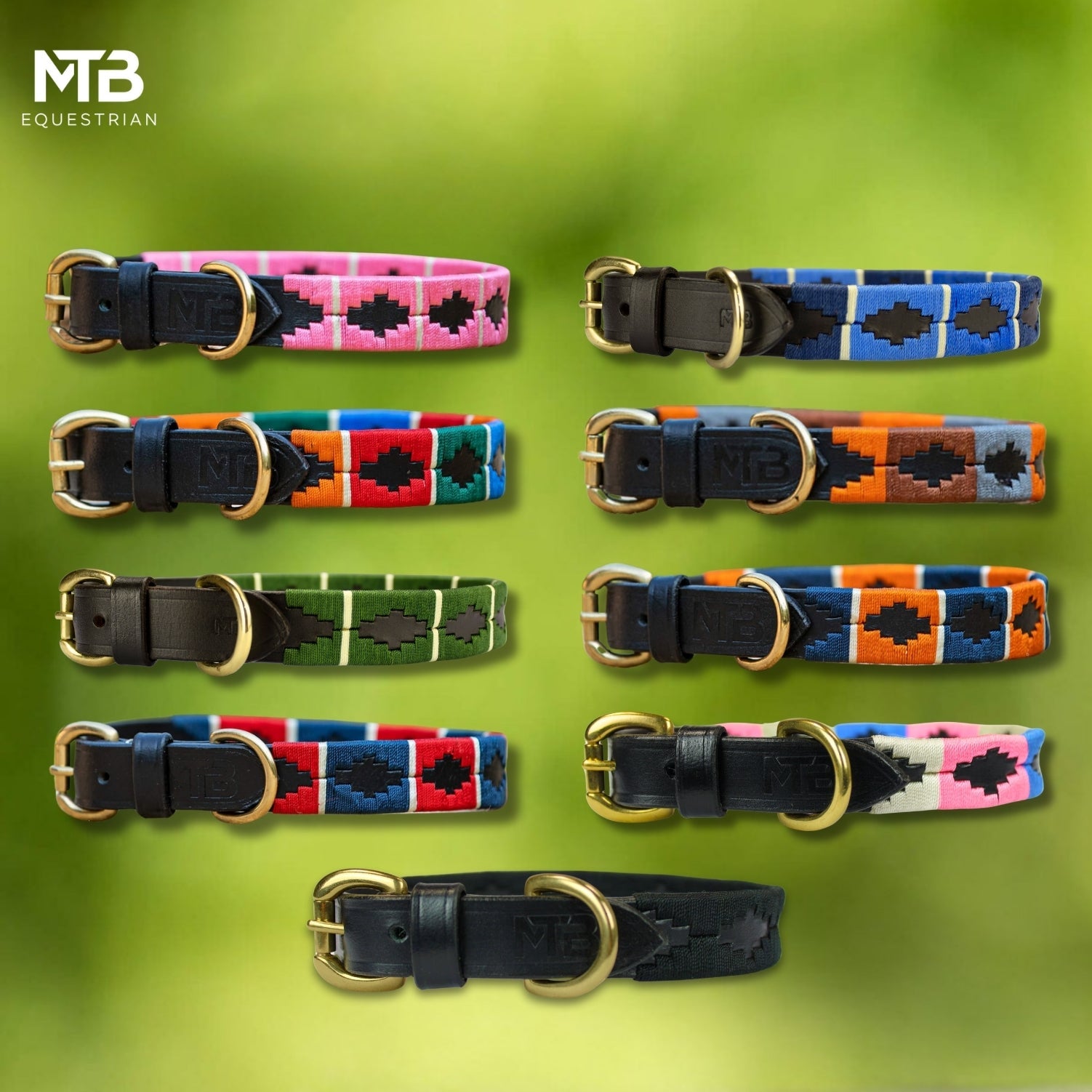 MTB Equestrian - Leren Honden Halsband Polo Roze Wit Blauw - Halsband