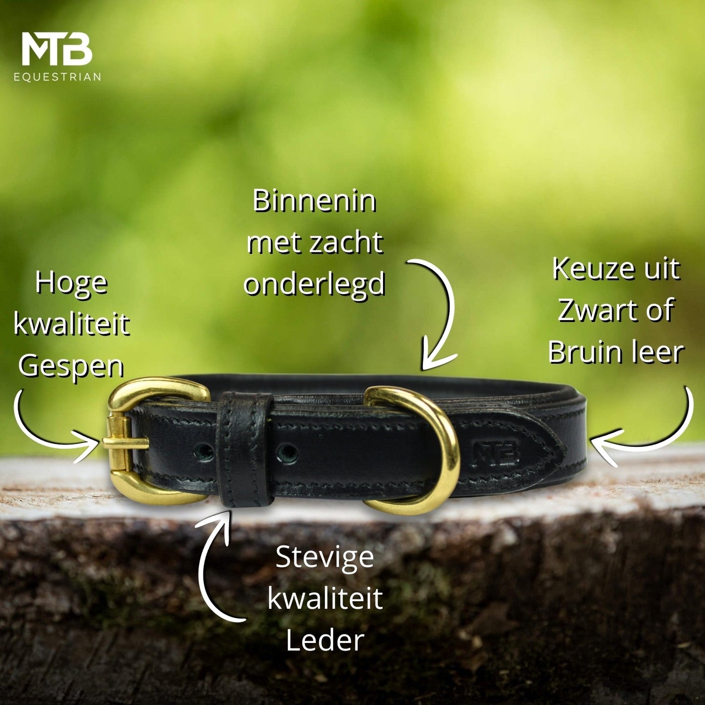 MTB Equestrian - Leren Honden Halsband Zwart - Halsband