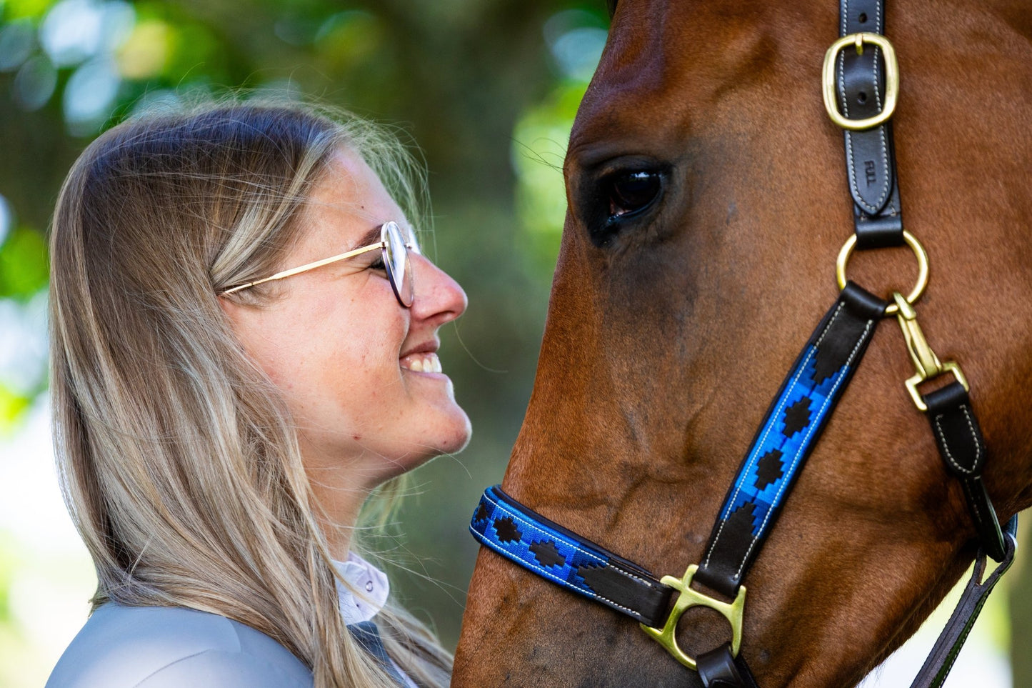 MTB Equestrian - Leren Polo Halster 3x Blauw – Handgemaakt & Verstelbaar – MTB Equestrian - Halster