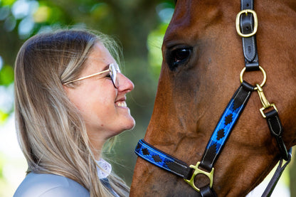 MTB Equestrian - Leren Polo Halster 3x Blauw – Handgemaakt & Verstelbaar – MTB Equestrian - Halster