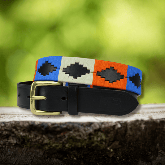 MTB Equestrian - Polo riem Oranje Blauw Wit - Riem